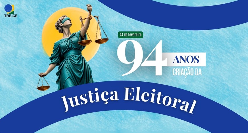 A imagem é uma peça gráfica. No lado esquerdo, aparece o logotipo do TRE-CE. Abaixo, há a repres...