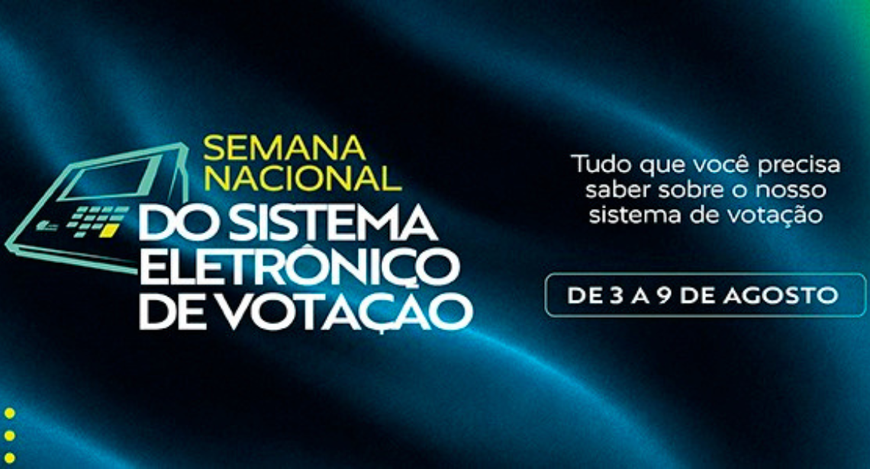 Arte gráfica com fundo em tons de azul e faixas em formato ondulado. À esquerda, há um ícone que...