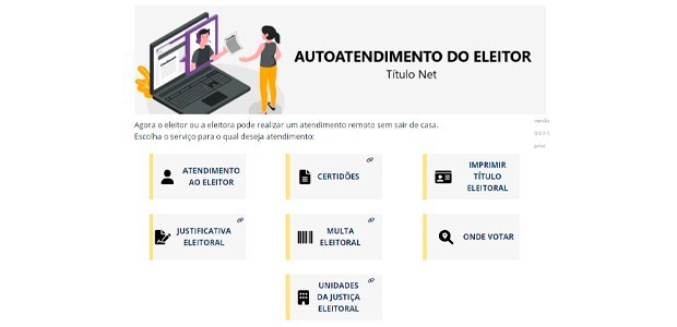 Banner com o print da tela do novo sistema de autoatendimento do eleitor.