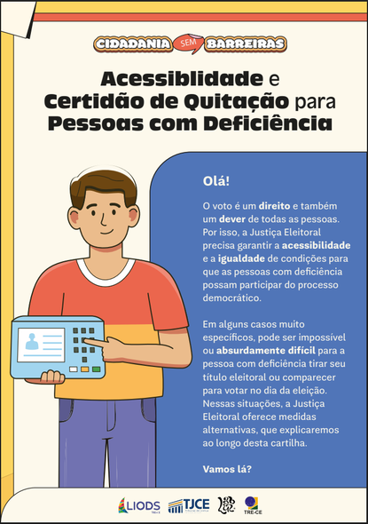 TRE-CE lança cartilha sobre acessibilidade e quitação eleitoral para pessoas com deficiência Na primeira imagem, um grupo de autoridades, entre os membros do Pleno do TRE-CE e a juíza Dayan...