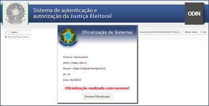 TRE-CE Oficialização Gerenciamento - tela Tela da oficialização do Sistema Gerenciamento - Eleições 2012