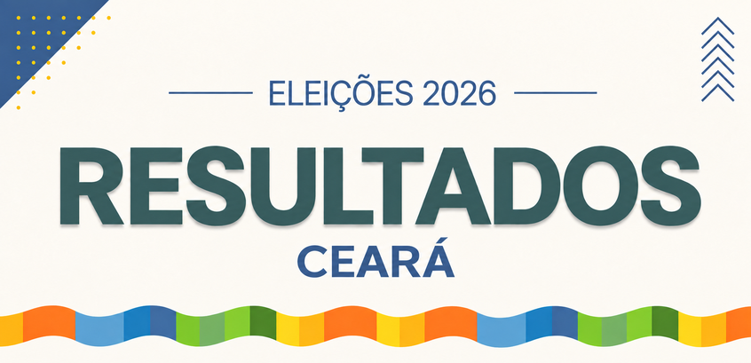 Arte horizontal com fundo bege-claro. Na parte superior, o texto “Eleições 2026”, em azul, apare...