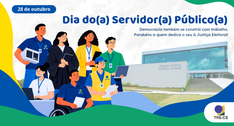 Card comemorativo em alusão ao Dia do Servidor Público, celebrado em 28 de outubro. No alto, est...