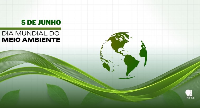 5 de junho é o Dia Mundial do Meio Ambiente Card gráfico retangular de fundo branco quadriculado. Nele, há ilustrações do mapa global e de o...