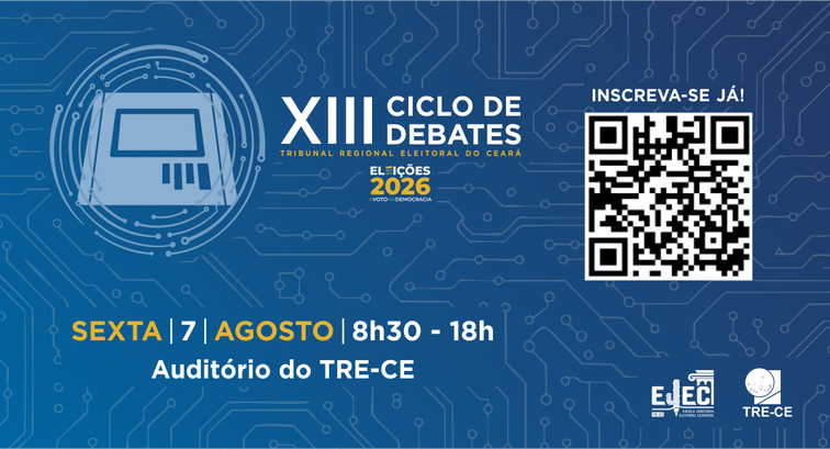 O fundo do card é azul, com um padrão de trilhas de circuito eletrônico em tons mais claros. À e...