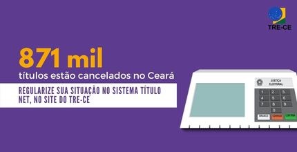 Banner 871 mil títulos cancelados no Ceará. Descrição ao final da notícia