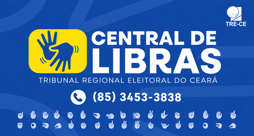 A imagem possui fundo azul. No canto superior direito, está o logotipo do TRE-CE na cor branca. ...