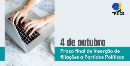 Banner sobre prazo de inserção de filiações a partidos políticos. Descrição no final da notícia. 