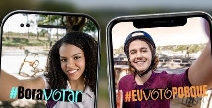 Bora Votar! Conheça a nova campanha para jovens eleitoras e eleitores Banner TSE. Descrição da imagem no final da notícia.