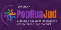 A imagem é um card gráfico com fundo roxo. Na parte superior, há uma faixa decorativa com formas...
