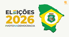A imagem apresenta fundo branco. No lado esquerdo, está a logomarca das Eleições Gerais de 2026,...
