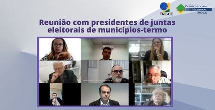 Banner na horizontal com detalhes roxos. Ao centro, a chamada: Reunião com presidentes de juntas...