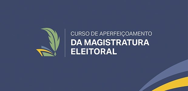 Curso para juízes(as) que atuam ou pretendem atuar na Magistratura Eleitoral está com inscrições abertas A imagem tem fundo azul escuro. À esquerda, há um ícone de pena verde apontada para baixo, sobre...