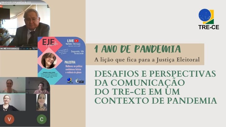 Desafios e perspectivas da comunicação do TRE-CE em um contexto de pandemia #PraTodosVerem
Banner na horizontal com fundo cinza. No canto esquerdo, sobre uma figura bege...