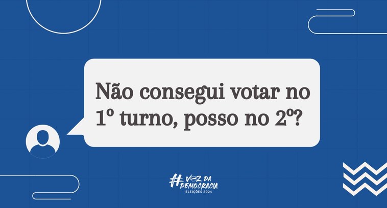 Card retangular de fundo azul quadriculado. Ao centro, há um balão de diálogo, com o texto: "Não...