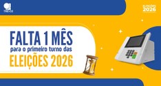 A imagem apresenta um material gráfico sobre as Eleições 2026. No canto superior esquerdo, está ...