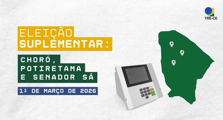 Eleições suplementares em Choró, Potiretama e Senador Sá ocorrem neste domingo (1°) A imagem é um card informativo com fundo claro. No lado esquerdo, há blocos de texto organizados...