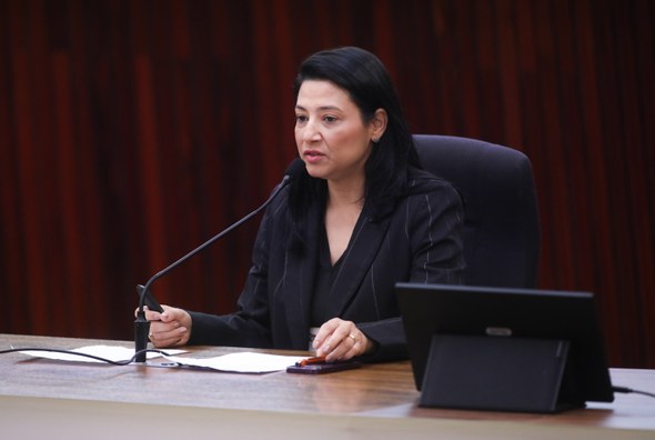 As imagens registram momentos do evento, realizado no auditório do TSE. Na primeira, um grupo de...