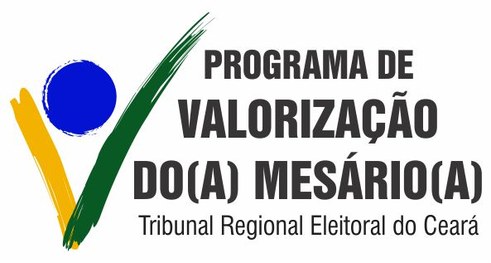 Logo do Programa de Valorização do(a) Mesário(a). Sobre um fundo branco, à esquerda, o símbolo d...