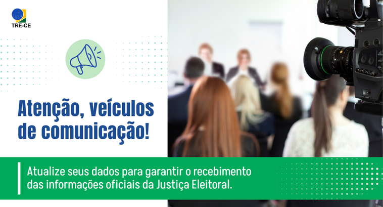 Arte gráfica dividida em duas partes. À esquerda, sobre fundo branco, aparece o logotipo do TRE-...
