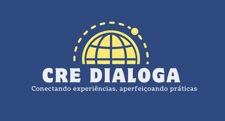 Novo projeto CRE Dialoga visa a troca de experiências com zonas eleitorais Card gráfico no fundo azul escuro. No topo, um globo amarelo, com linhas pontilhadas ao redor. A...