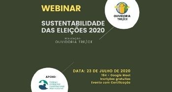 Ouvidoria promoverá webinar "Sustentabilidade das Eleições 2020" Ouvidoria promoverá webinar "Sustentabilidade das Eleições 2020"