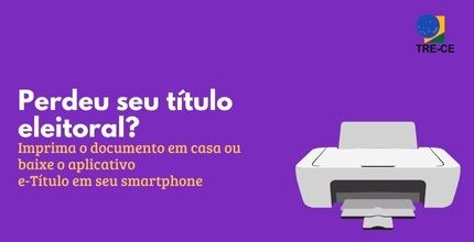 Banner roxo. No lado direito, a chamada: Perdeu seu título eleitoral?, em letras brancas. Abaixo...