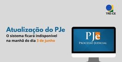 Banner sobre indisponibilidade do PJE. Descrição após a noticia. 