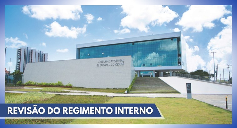 A imagem mostra a fachada da sede do Tribunal. No centro, aparece o prédio principal, com um blo...