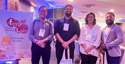 Registro fotográfico feito durante o FestLabs Nordeste 2025, em São Luís. Na foto, aparecem os r...