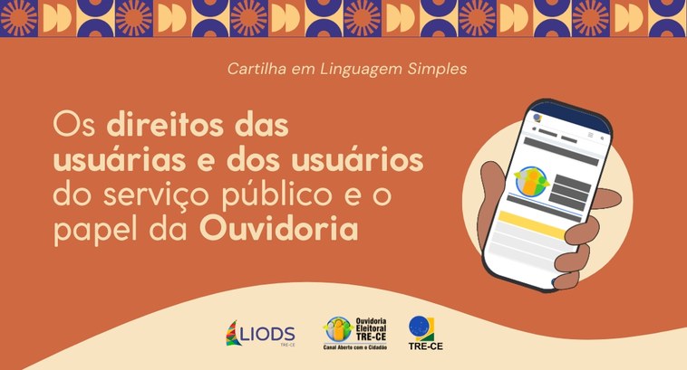 A imagem mostra um fundo em tons de laranja, bege e azul com elementos gráficos geométricos na p...