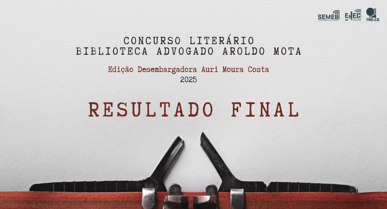 O card mostra uma folha de papel inserida em uma máquina de escrever, com hastes metálicas e a f...