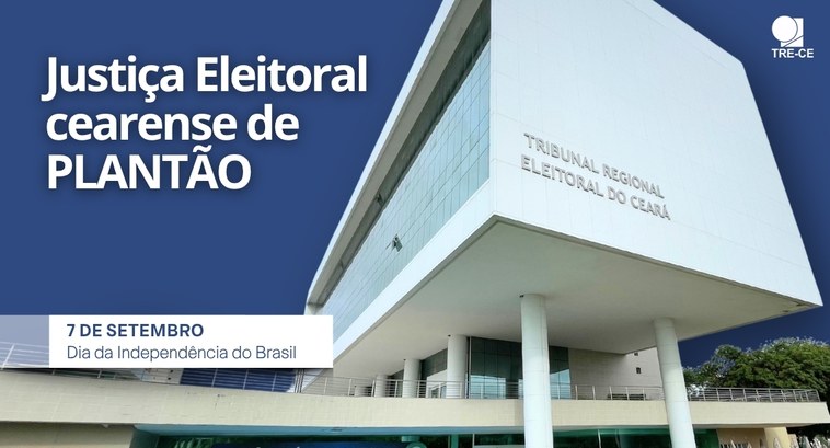 A imagem é um card informativo com fundo azul do lado esquerdo e a fachada do edifício do Tribun...
