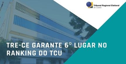 TRE-CE garante 6º lugar no ranking do TCU Banner de divulgação da conquista do TRE-CE em ranking do TCU. Descrição do banner no final da n...