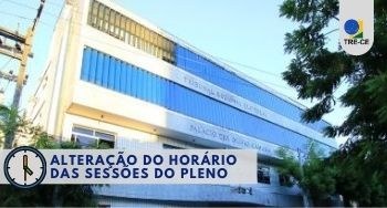 lustração, na horizontal. No fundo da imagem, a foto da frente diagonal da fachada do TRE, em qu...