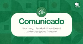 A imagem tem fundo verde com formas geométricas em tons diferentes da mesma cor. No canto superi...