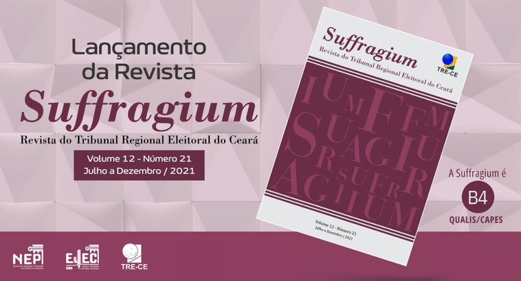 Na imagem, a capa da nova edição da revista Suffragium, que contém o seguinte texto: “Suffragium...