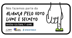 Banner digital horizontal, em preto e branco, contornado por uma moldura preta com cantos arredo...