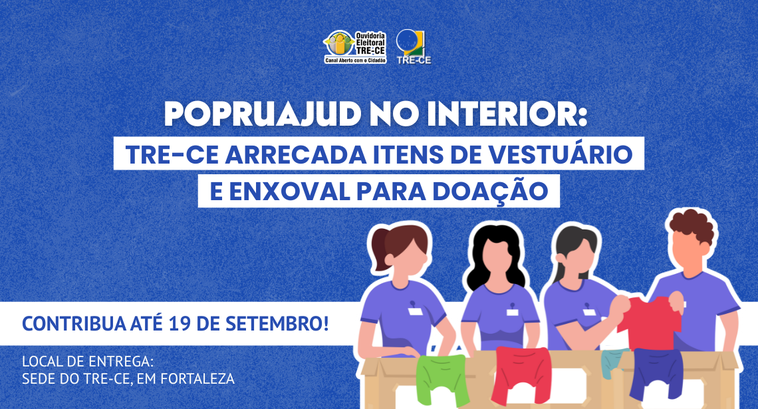 O card tem fundo azul com a logomarca do TRE-CE na parte superior. No centro está escrito: “PopR...