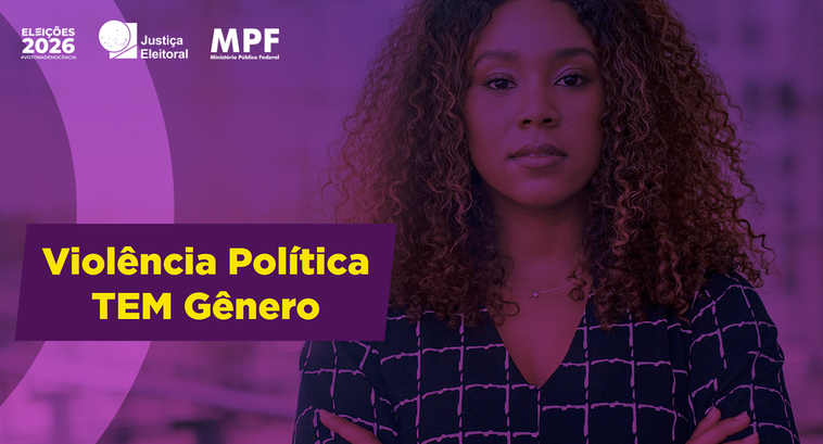 Banner institucional em tons de roxo. No canto superior esquerdo, estão as marcas Eleições 2026,...