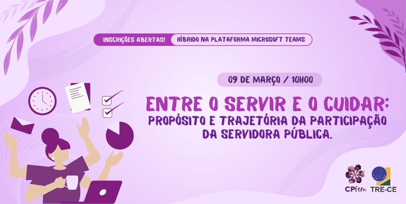 Banner informativo sobre evento. No topo está escrito: “Inscrições abertas! Híbrido na plataform...