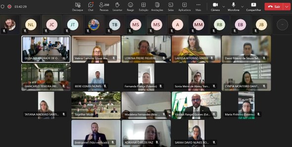 TRE-CE realiza reunião de alinhamento das propostas de Metas Nacionais da Justiça Eleitoral para 2026 Na imagem, há a tela da videoconferência com 250 participantes conectados, todos com o microfone...