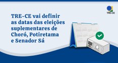 A imagem é um card informativo. No canto superior direito, está o logotipo do TRE-CE. À esquerda...