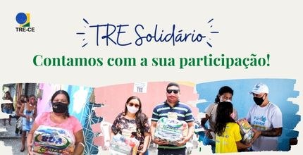 TRE Solidário: Participe da 7ª Edição! Banner com a montagem de três fotos de pessoas beneficiadas pela campanha. Descrição das imagens...
