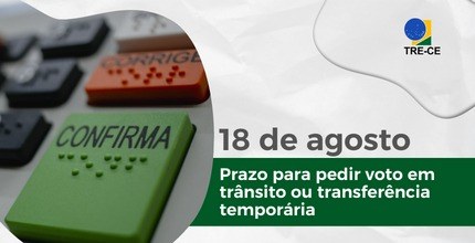 Voto em Trânsito e Transferência Temporária podem ser solicitados até esta quinta, 18 Os requerimentos devem ser feitos presencialmente nos cartórios eleitorais ou Central de Atendim...